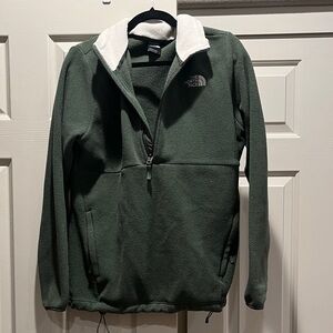 womens the north face fleece green 1/4 zip sweatshirt L
